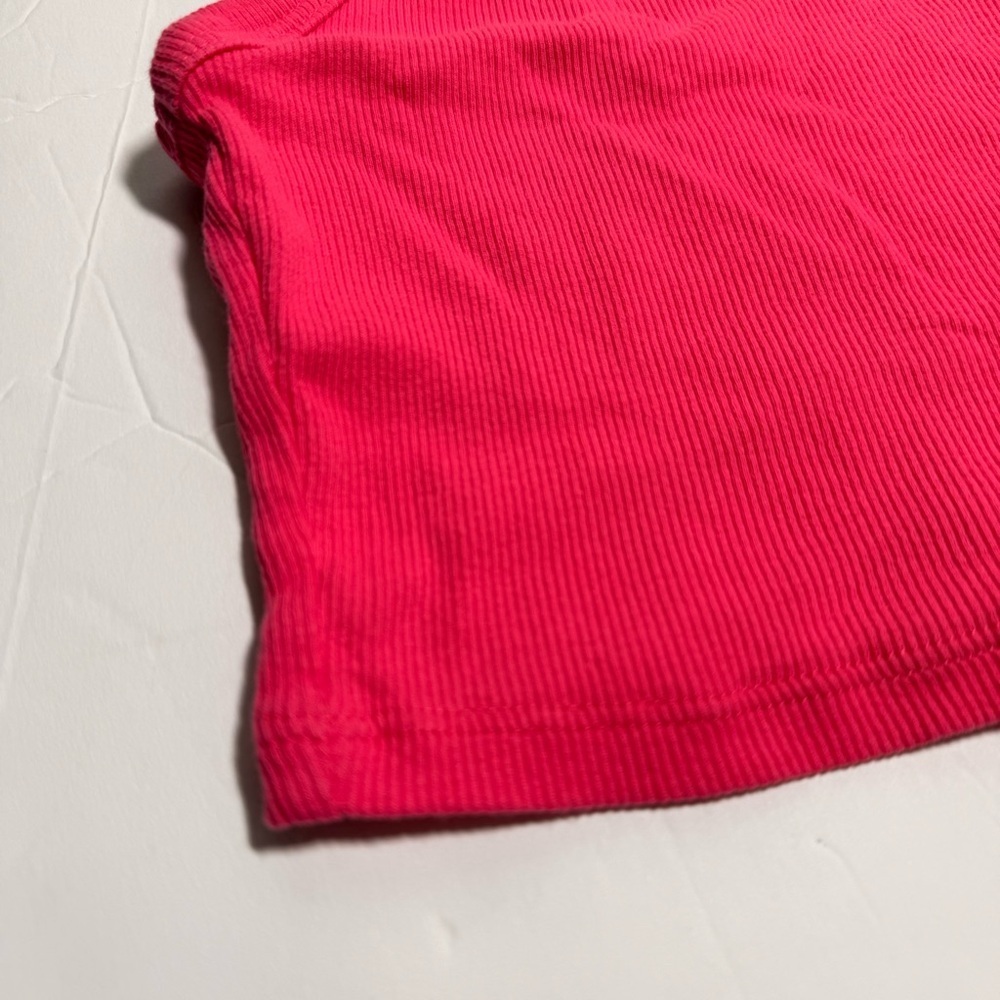Zara Cropped Tank Top Hot Pink Ribbed Size Medium Stretchy Cotton Barbie - Picture 3 of 7